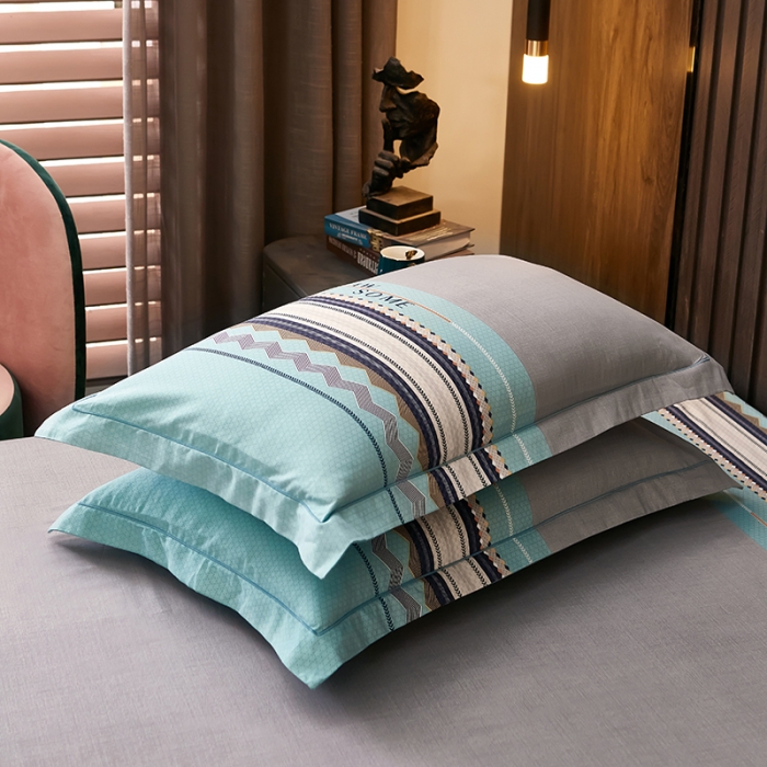 91家纺网 家纺一手货源 找家纺 雲归梦 2021全棉大版四件套休闲格条系列 天长地久