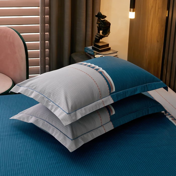 91家纺网 家纺一手货源 找家纺 雲归梦 2021全棉大版四件套休闲格条系列 跳动心弦