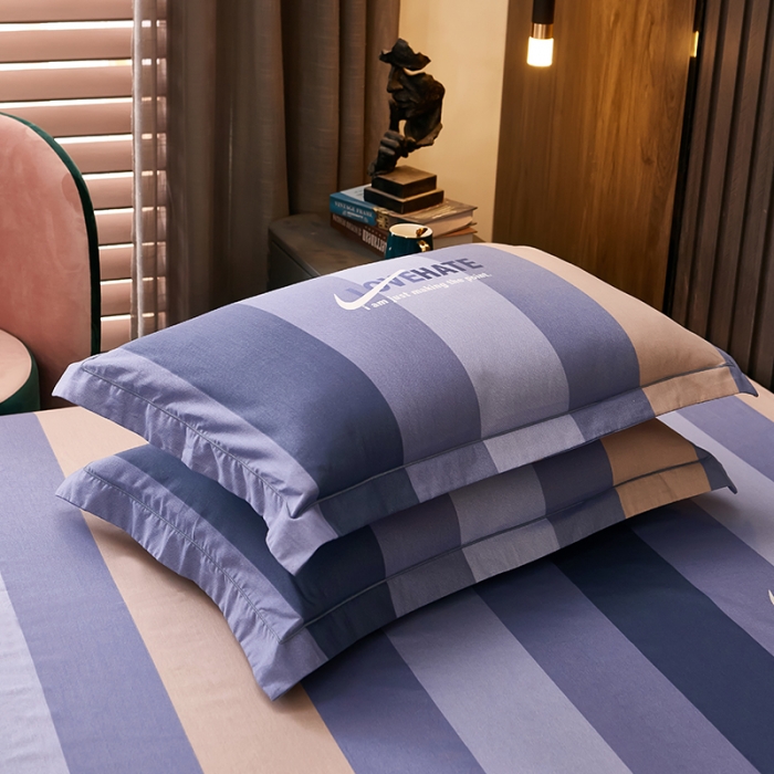 91家纺网 家纺一手货源 找家纺 雲归梦 2021全棉大版四件套休闲格条系列 托马斯