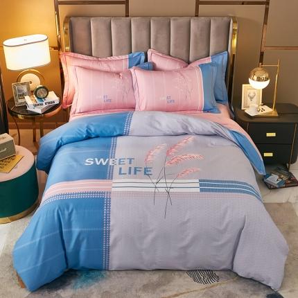 雲归梦 2021全棉大版四件套休闲格条系列 向往已久