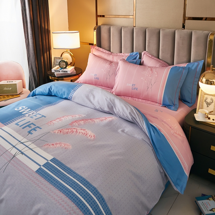 91家纺网 家纺一手货源 找家纺 雲归梦 2021全棉大版四件套休闲格条系列 向往已久