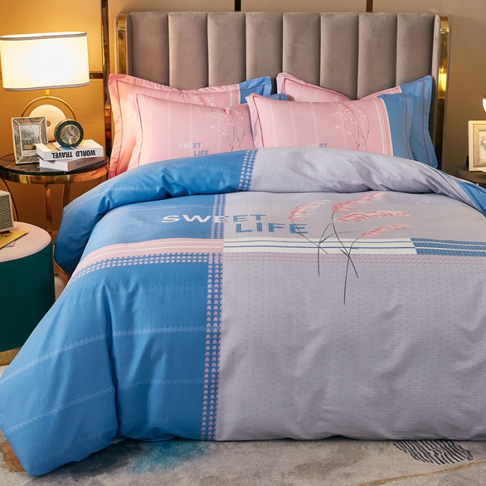 91家纺网 家纺一手货源 找家纺 雲归梦 2021全棉大版四件套休闲格条系列 向往已久