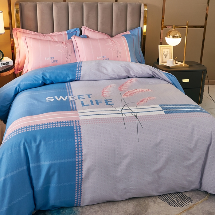 91家纺网 家纺一手货源 找家纺 雲归梦 2021全棉大版四件套休闲格条系列 向往已久