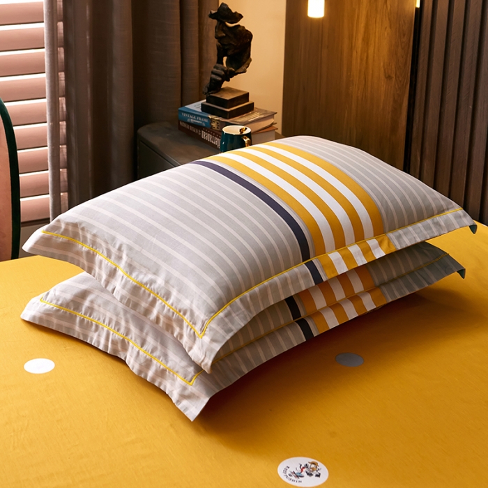 91家纺网 家纺一手货源 找家纺 雲归梦 2021全棉大版四件套休闲格条系列 寻彩（兰）