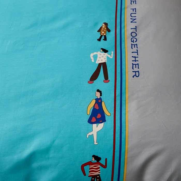 91家纺网 家纺一手货源 找家纺 雲归梦 2021全棉大版四件套休闲格条系列 衍生（蓝）