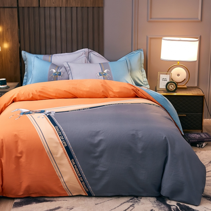 91家纺网 家纺一手货源 找家纺 雲归梦 2021全棉大版四件套休闲格条系列 忆动拾光灰