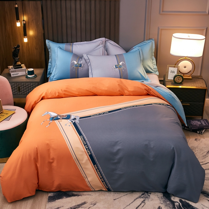 91家纺网 家纺一手货源 找家纺 雲归梦 2021全棉大版四件套休闲格条系列 忆动拾光灰