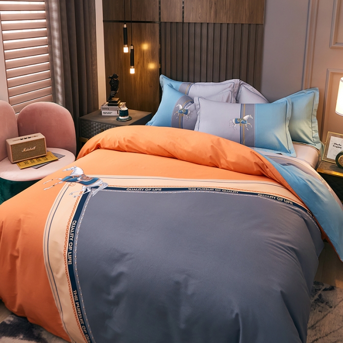 91家纺网 家纺一手货源 找家纺 雲归梦 2021全棉大版四件套休闲格条系列 忆动拾光灰