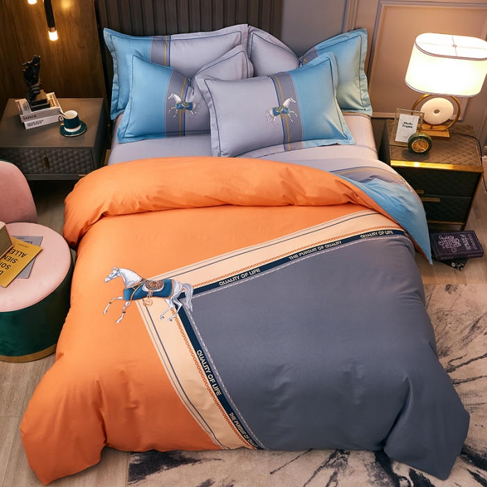 91家纺网 家纺一手货源 找家纺 雲归梦 2021全棉大版四件套休闲格条系列 忆动拾光灰