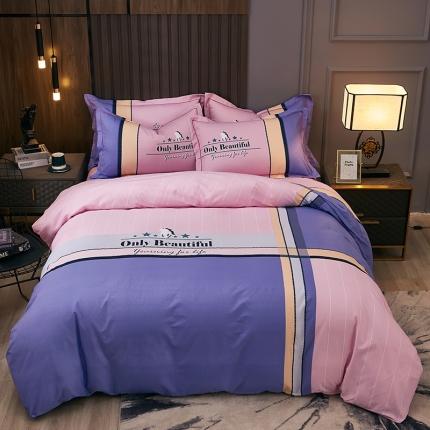 雲归梦 2021全棉大版四件套休闲格条系列 悠闲时代