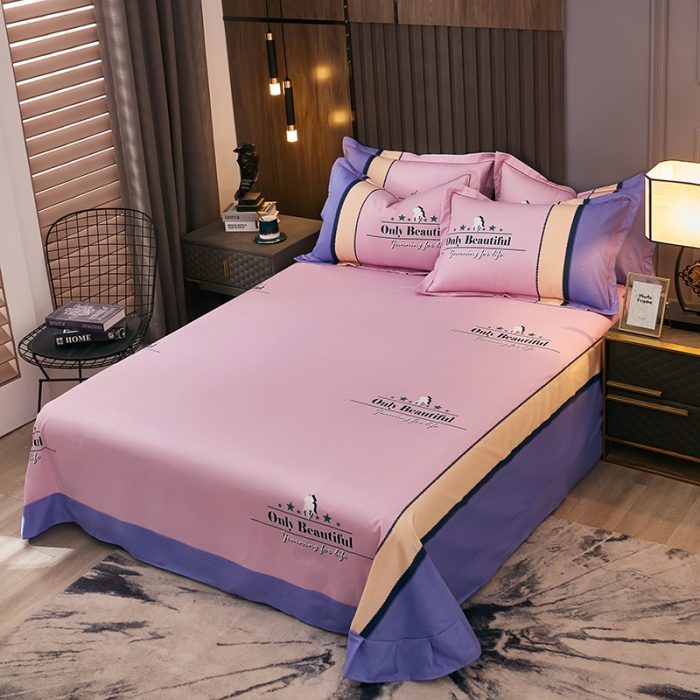 91家纺网 家纺一手货源 找家纺 雲归梦 2021全棉大版四件套休闲格条系列 悠闲时代