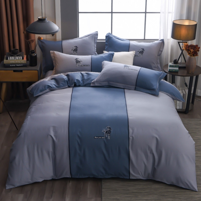 91家纺网 家纺一手货源 找家纺 雲归梦 2021全棉大版四件套休闲格条系列 酷派