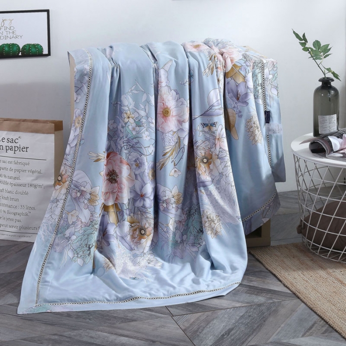 91家纺网 家纺一手货源 找家纺 娇逸 2021新款40天丝莫代尔镂空款夏凉被 蝶恋花