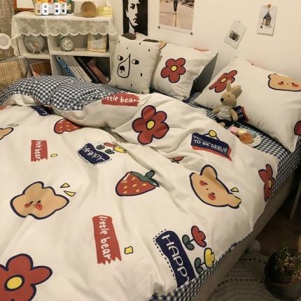 91家纺网 家纺一手货源 找家纺 HL原创 2021新款13372全棉四件套 灰灰熊