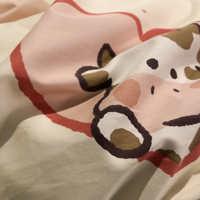 91家纺网 家纺一手货源 找家纺 HL原创 2021新款13372全棉四件套 爱心奶牛