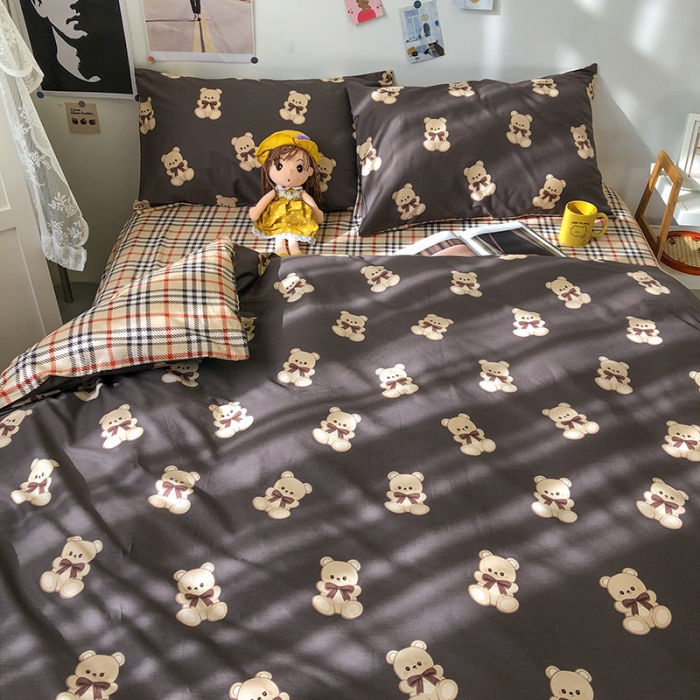 91家纺网 家纺一手货源 找家纺 HL原创 2021新款13372全棉四件套 咖啡屋