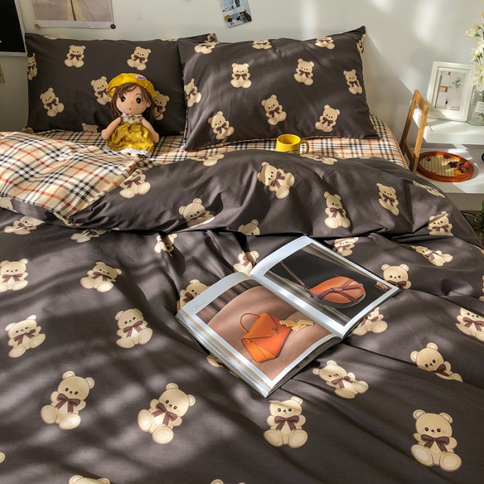 91家纺网 家纺一手货源 找家纺 HL原创 2021新款13372全棉四件套 咖啡屋