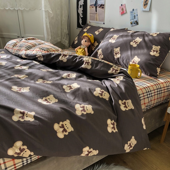 91家纺网 家纺一手货源 找家纺 HL原创 2021新款13372全棉四件套 咖啡屋