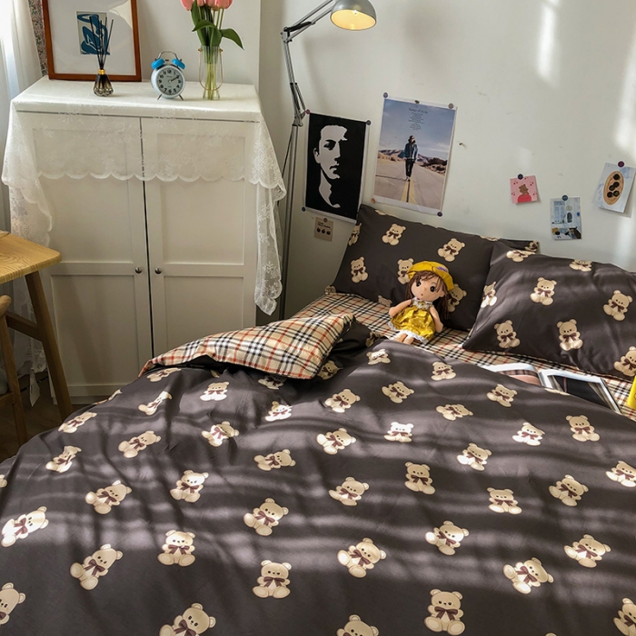 91家纺网 家纺一手货源 找家纺 HL原创 2021新款13372全棉四件套 咖啡屋