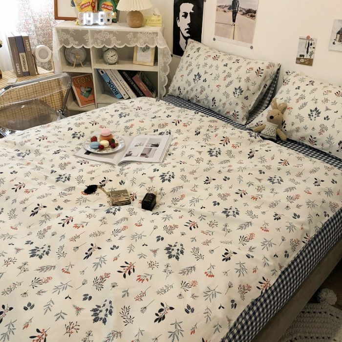 91家纺网 家纺一手货源 找家纺 HL原创 2021新款13372全棉四件套 兰花草