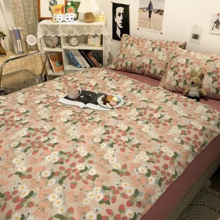 HL原创 2021新款13372全棉四件套 甜趣草莓