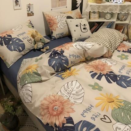 HL原创 2021新款13372全棉四件套 叶语清风