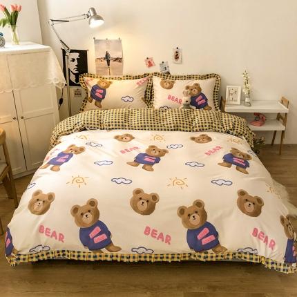 91家纺网 家纺一手货源 找家纺 （总）HL原创 2021新款13372全棉黑白韩版四件套