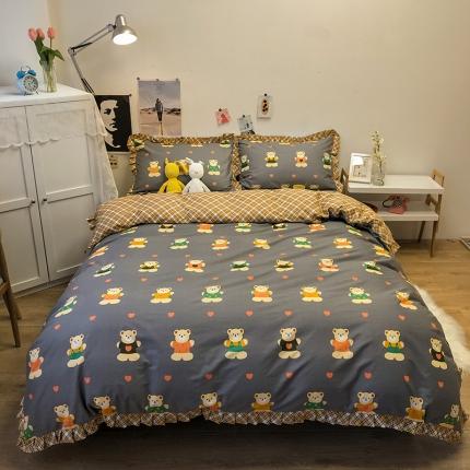 91家纺网 家纺一手货源 找家纺 （总）HL原创 2021新款13372全棉黑白韩版四件套