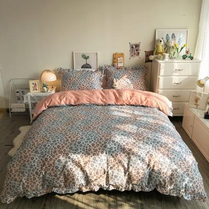 HL原创 2021新款13372全棉黑白韩版四件套 烂漫豹纹