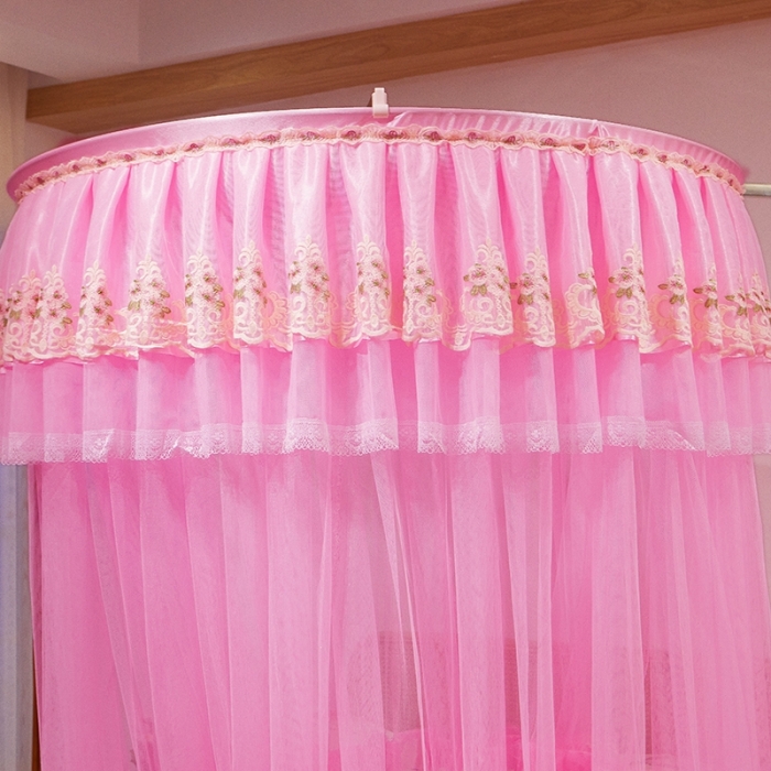 91家纺网 家纺一手货源 找家纺 迪凡保罗 2021新款5821（天地杆圆顶蚊帐） 粉红色