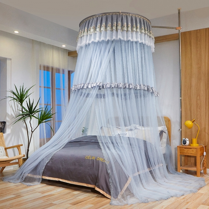 91家纺网 家纺一手货源 找家纺 迪凡保罗 2021新款5821（天地杆圆顶蚊帐） 灰色