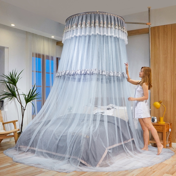 91家纺网 家纺一手货源 找家纺 迪凡保罗 2021新款5821（天地杆圆顶蚊帐） 灰色