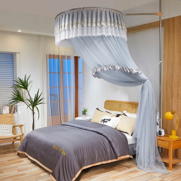 91家纺网 家纺一手货源 找家纺 迪凡保罗 2021新款5821（天地杆圆顶蚊帐） 灰色