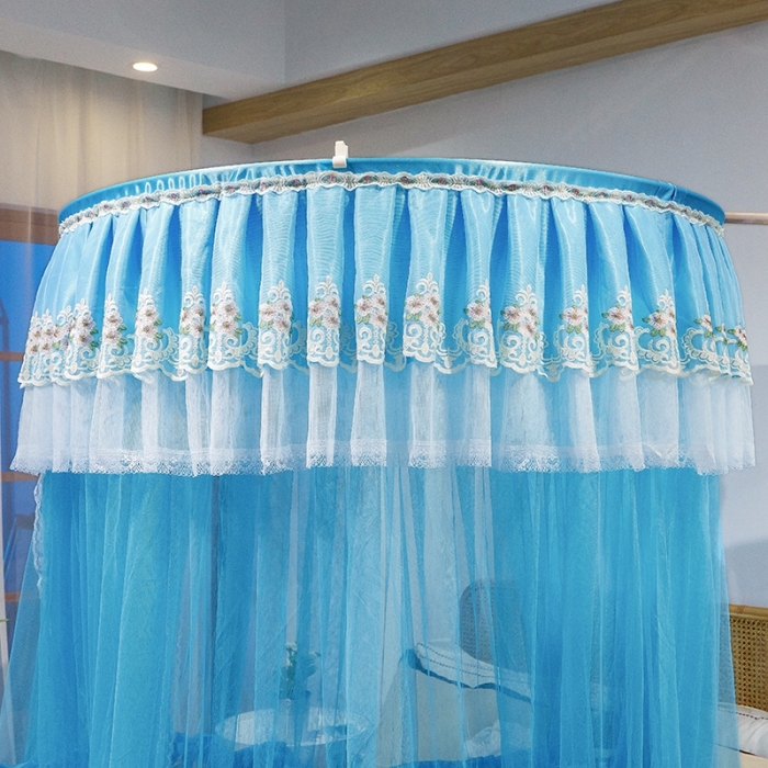 91家纺网 家纺一手货源 找家纺 迪凡保罗 2021新款5821（天地杆圆顶蚊帐） 孔蓝色