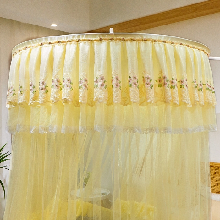 91家纺网 家纺一手货源 找家纺 迪凡保罗 2021新款5821（天地杆圆顶蚊帐） 米黄色