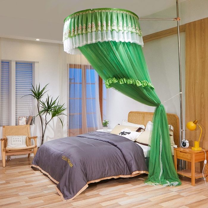 91家纺网 家纺一手货源 找家纺 迪凡保罗 2021新款5821（天地杆圆顶蚊帐） 抹茶绿