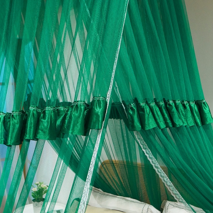 91家纺网 家纺一手货源 找家纺 迪凡保罗 2021新款5821（天地杆圆顶蚊帐） 墨绿色