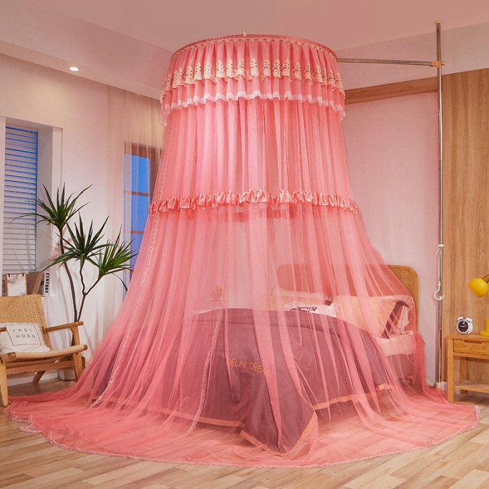 91家纺网 家纺一手货源 找家纺 迪凡保罗 2021新款5821（天地杆圆顶蚊帐） 深玉色