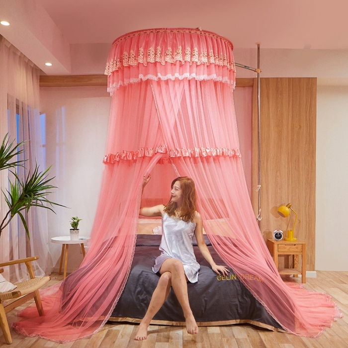 91家纺网 家纺一手货源 找家纺 迪凡保罗 2021新款5821（天地杆圆顶蚊帐） 深玉色