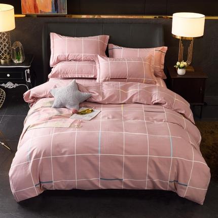 91家纺网 家纺一手货源 找家纺 威布斯 2021新款全棉加厚磨毛四件套 菲格-粉