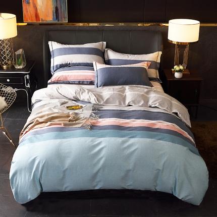 91家纺网 家纺一手货源 找家纺 威布斯 2021新款全棉加厚磨毛四件套 极简主义-灰