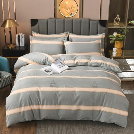 威布斯 2021新款全棉加厚磨毛四件套 艾伦灰