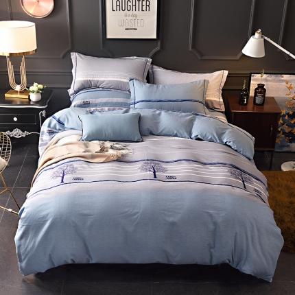 威布斯 2021新款全棉加厚磨毛四件套 安可-蓝