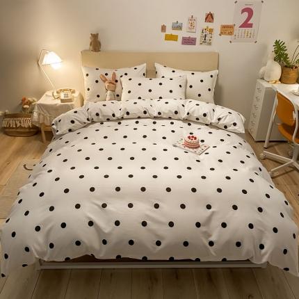 梦家居 2021新款全棉波点系列四件套 波点浅米白