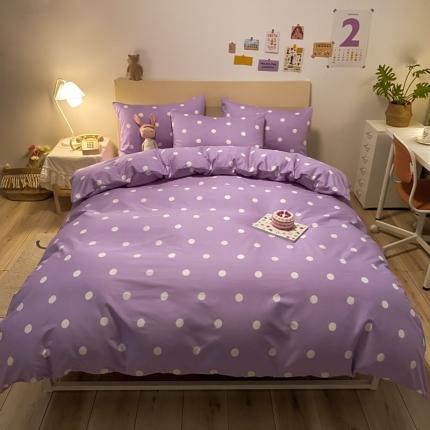 梦家居 2021新款全棉波点系列四件套 波点浅紫