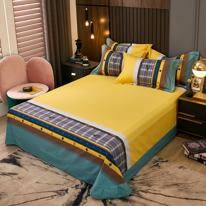 91家纺网 家纺一手货源 找家纺 （总）雲归梦 2021全棉大版四件套休闲格条系列