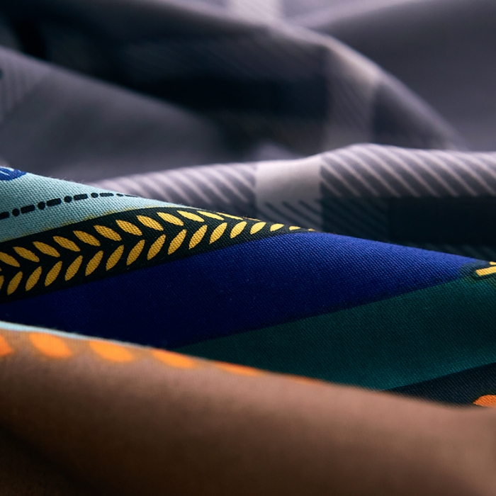 91家纺网 家纺一手货源 找家纺 （总）雲归梦 2021全棉大版四件套休闲格条系列