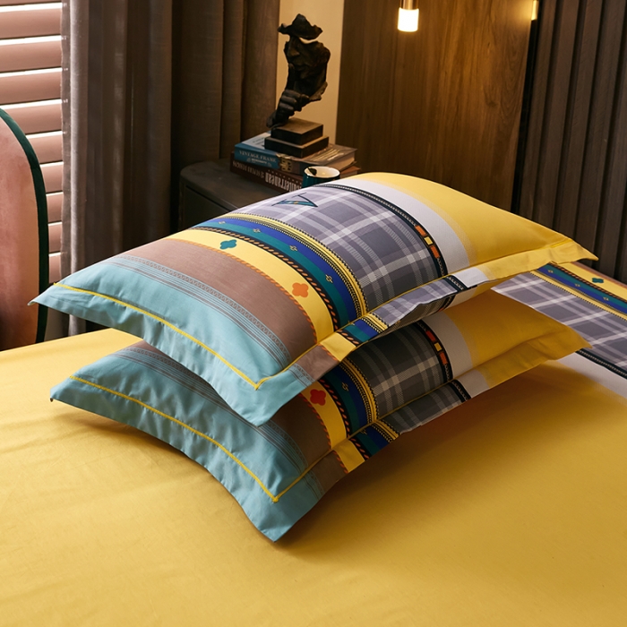 91家纺网 家纺一手货源 找家纺 （总）雲归梦 2021全棉大版四件套休闲格条系列