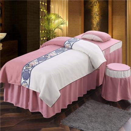 91家纺网 家纺一手货源 找家纺 不打烊家纺 2025新款美容床罩套件百里挑一A款粉色