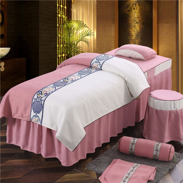 91家纺网 家纺一手货源 找家纺 不打烊家纺 2025新款美容床罩套件百里挑一A款粉色